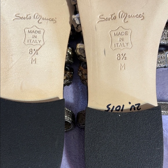 Sesto Meucci Gold and Brown Braided Sandals - Picture 3 of 5